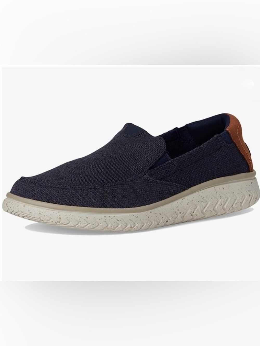 Clarks Navy Knit Slip-On with Brown Heel Tab Size 7.5